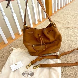Fossil leather bucket purse